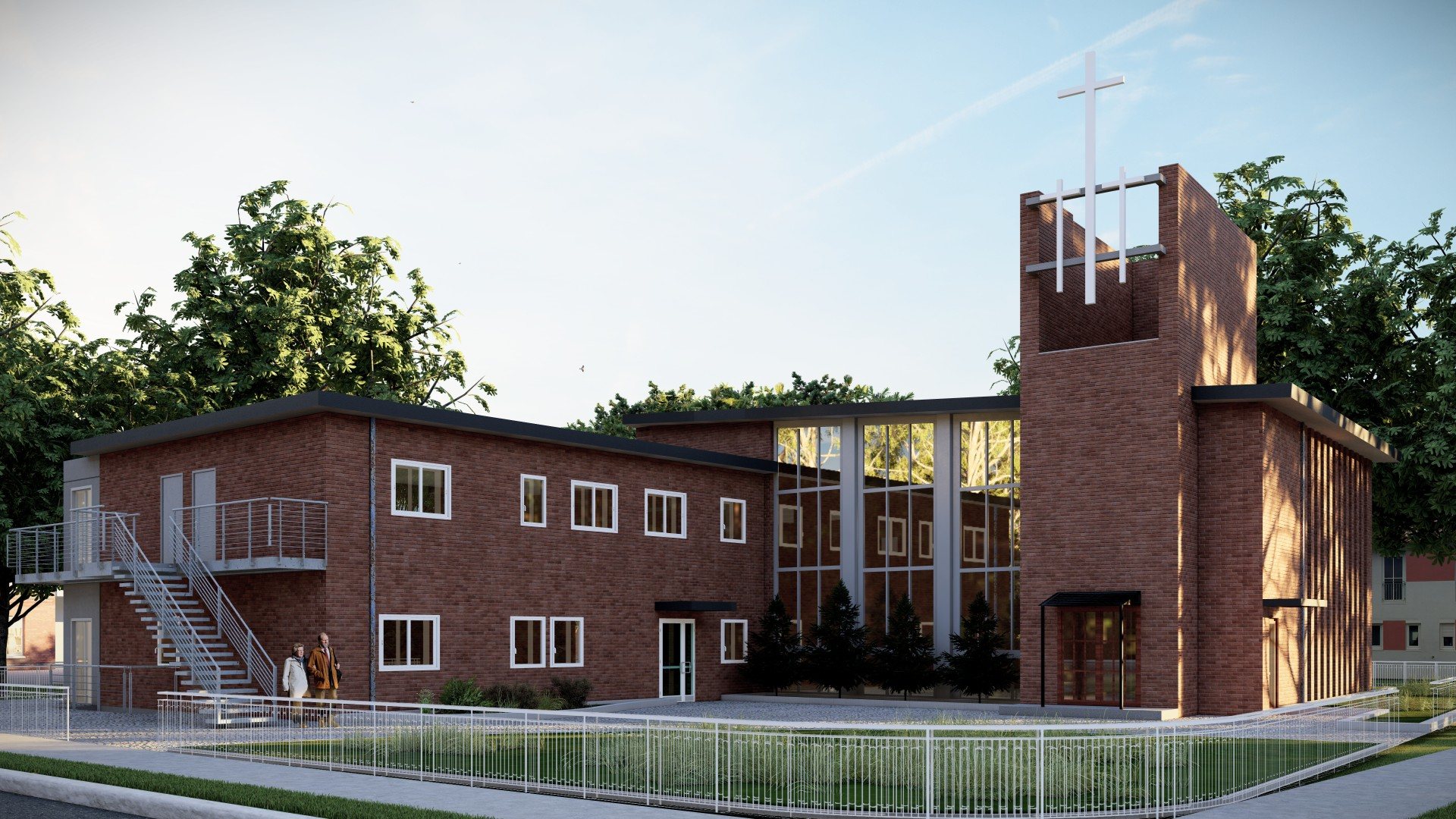 Architektonische Visualisierung einer geplanten Bestandsentwicklung